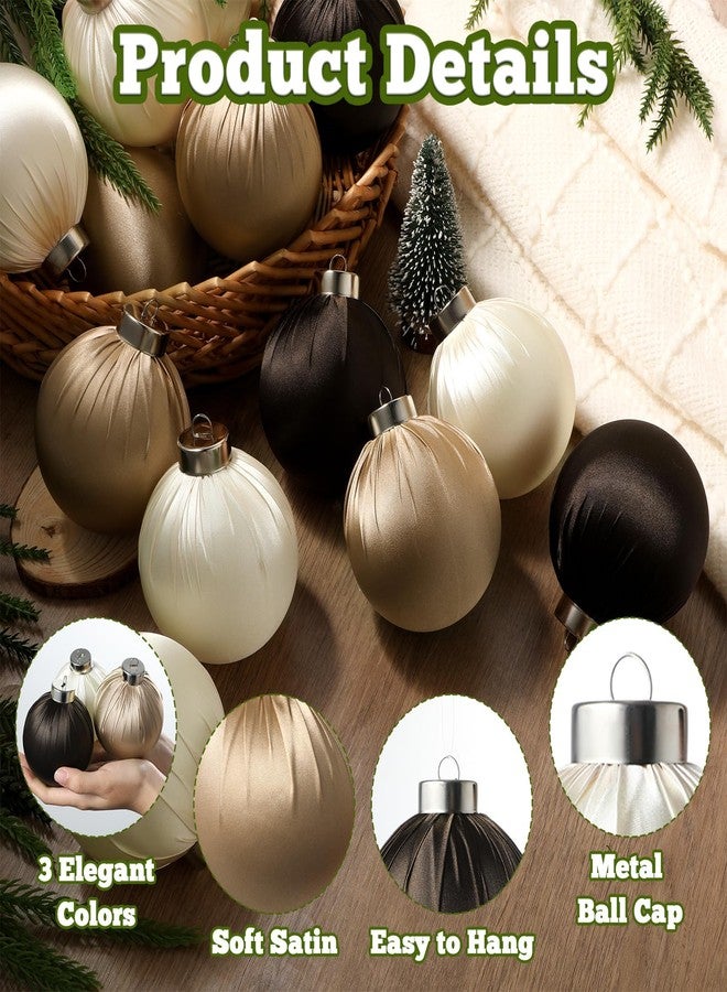 Bornerwhite 15 Pcs Christmas Satin Ornaments Balls 3.15 Inch Silk Christmas Tree Hanging Ornaments Luxury Xmas Tree Decorations Satin Xmas Bulbs for Winter Holiday Indoor Home Party Decorations (Champagne Brown) - Image 3
